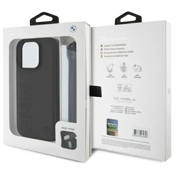 BMW Signature Leather Wordmark Cord case for iPhone 16 Pro Max - black - Cell phone cases and covers<<<HurtelXML