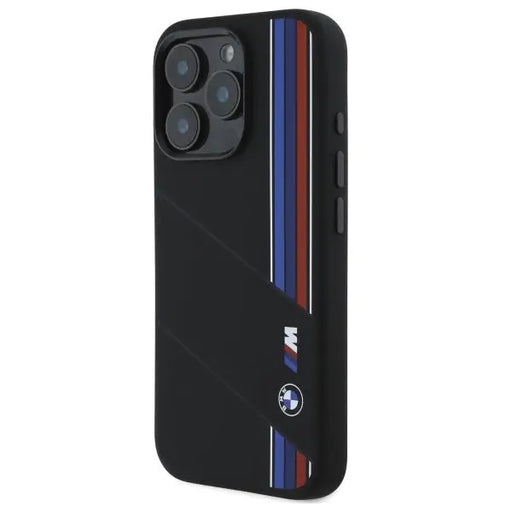 BMW Silicone Cut Tricolor Lines MagSafe Case for iPhone 16 Pro Max - Black - Cell phone cases and covers<<<HurtelXML