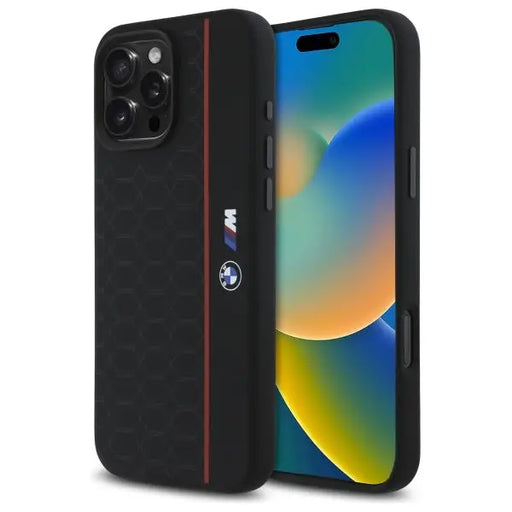 BMW Silicone Hexagon Red Line MagSafe Case for iPhone 16 Pro Max - Black - Cell phone cases and covers<<<HurtelXML