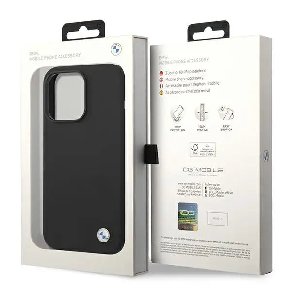 BMW Silicone Metal Logo Case for iPhone 14 Pro Max - Black - Cell phone cases and covers<<<HurtelXML