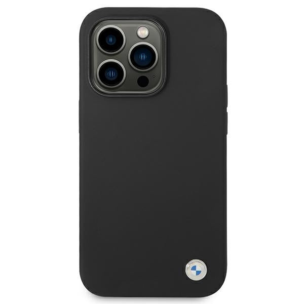 BMW Silicone Metal Logo Case for iPhone 14 Pro Max - Black