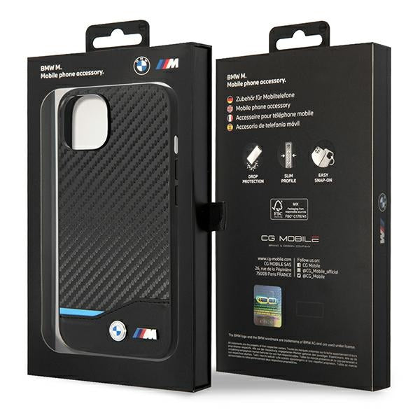 Case BMW BMHCP14M22NBCK iPhone 14 Plus 6.7 "black / black Leather Carbon