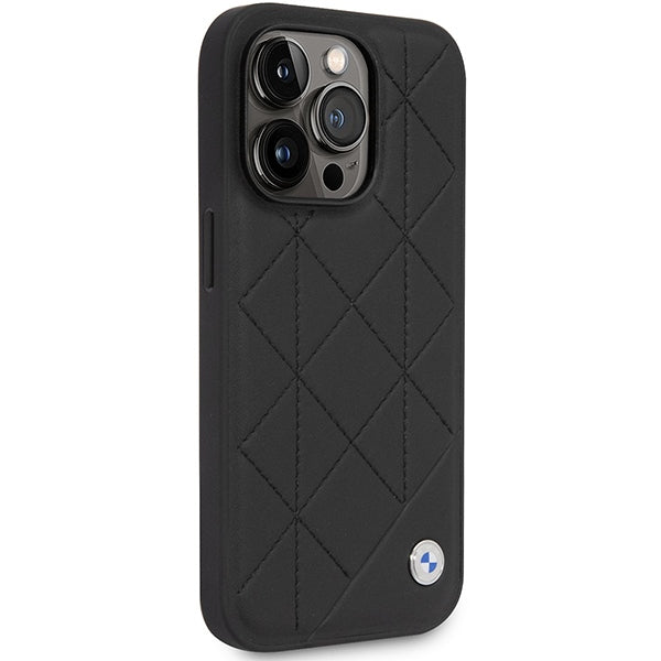 Case BMW BMHCP14L22RQDK iPhone 14 Pro 6.1" black/black Leather Quilted