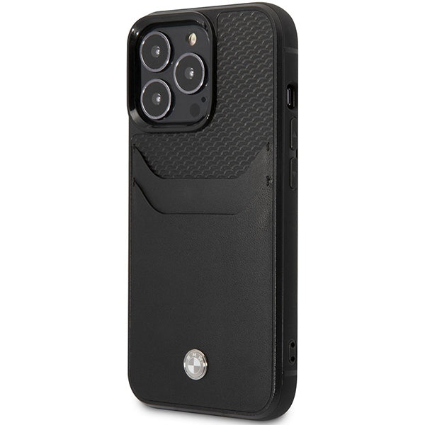 Case BMW BMHCP14X22RSEPK iPhone 14 Pro Max 6.7" black/black Leather Card Slot