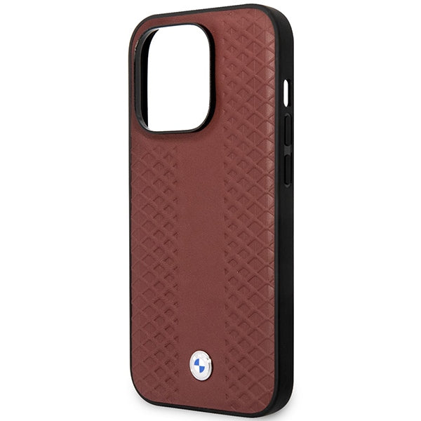 Case BMW BMHMP14L22RFGR iPhone 14 Pro 6.1" Burgundy/burgundy Leather Diamond Pattern MagSafe