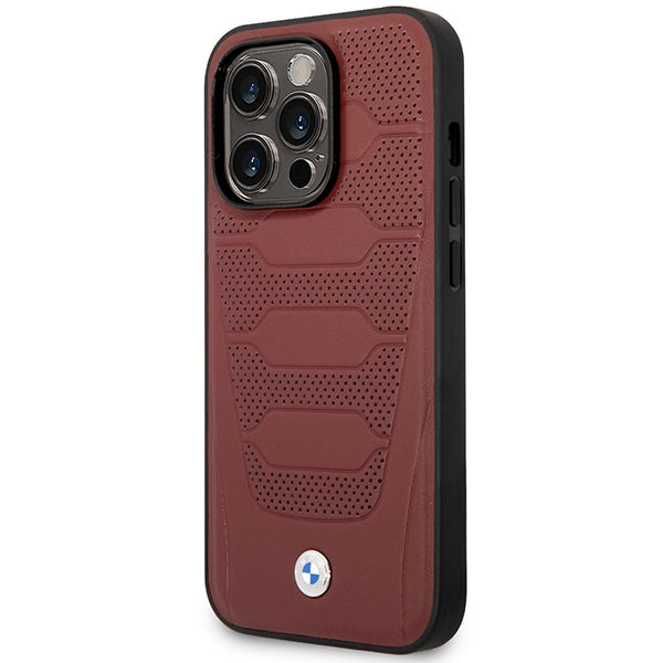 Case BMW BMHMP14L22RPSR iPhone 14 Pro 6.1" Burgundy/burgundy Leather Seats Pattern MagSafe