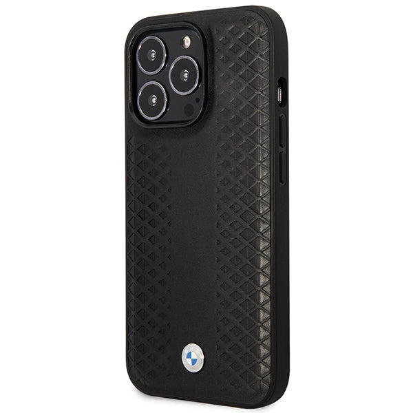 Case BMW BMHMP14X22RFGK iPhone 14 Pro Max 6.7" black/black Leather Diamond Pattern MagSafe