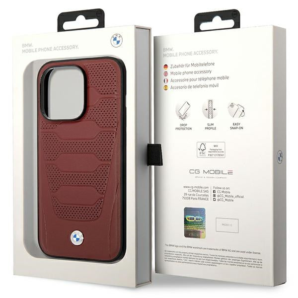 Case BMW BMHMP14X22RPSR iPhone 14 Pro Max 6.7" Burgundy/burgundy Leather Seats Pattern MagSafe