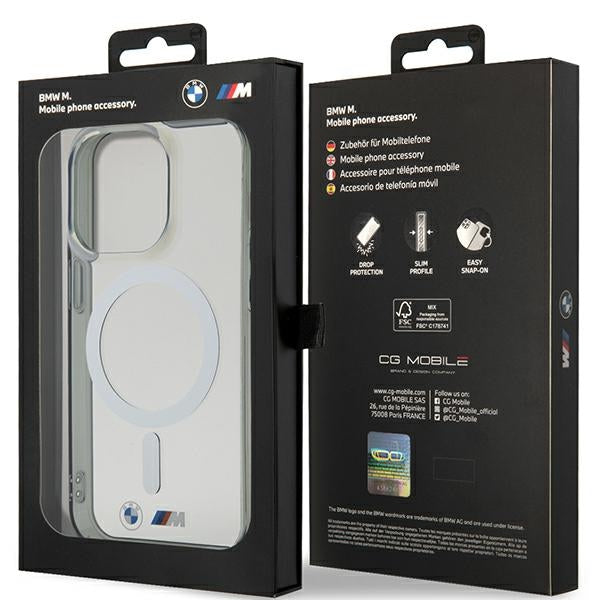 Case BMW BMHMP14LHCRS iPhone 14 Pro 6.1" transparent hardcase Silver Ring MagSafe