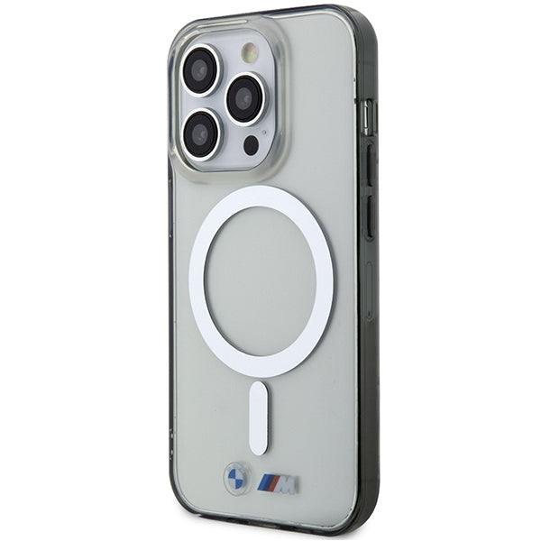 Case BMW BMHMP14LHCRS iPhone 14 Pro 6.1" transparent hardcase Silver Ring MagSafe