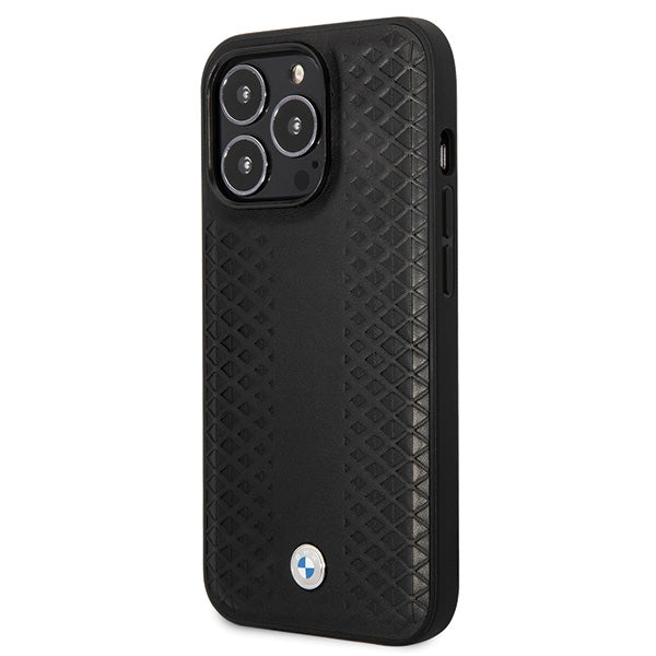 BMW Leather Diamond Pattern case for iPhone 14 Pro - black