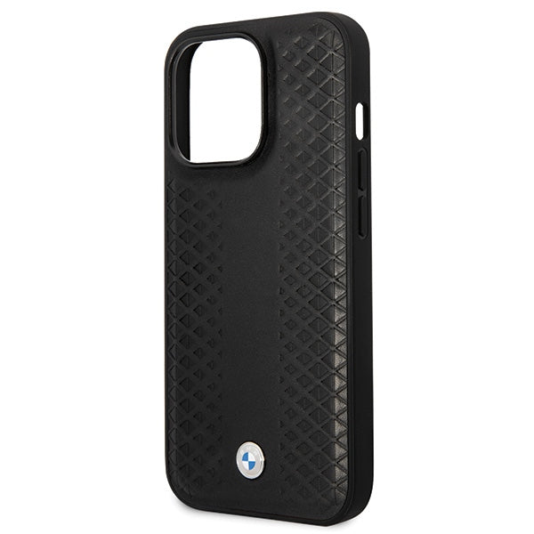 BMW Leather Diamond Pattern case for iPhone 14 Pro - black