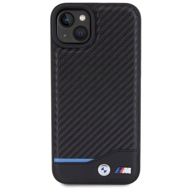 BMW Leather Carbon case for iPhone 15 Plus - black
