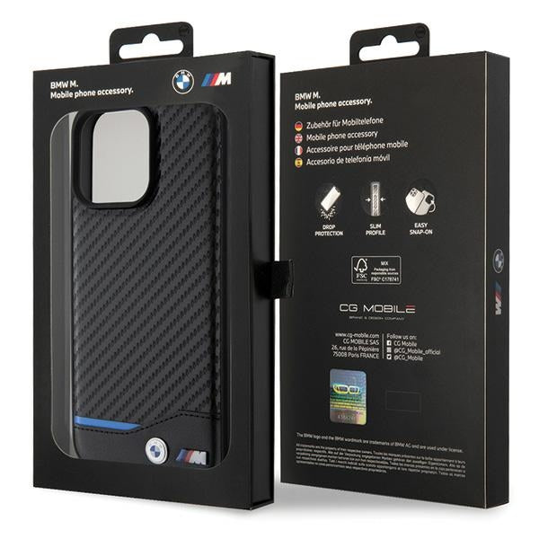 BMW Leather Carbon case for iPhone 15 Pro Max - black