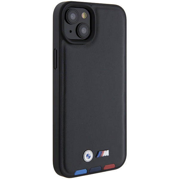BMW BMHCP15M22PTDK iPhone 15 Plus 6.7" black/black Leather Stamp Tricolor