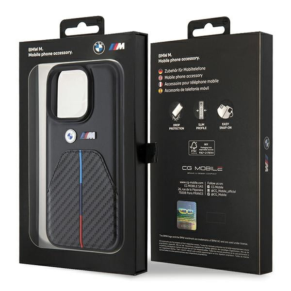 BMW Stamped Tricolor Stripe iPhone 15 Pro Case - Black