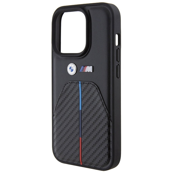 BMW Stamped Tricolor Stripe iPhone 15 Pro Case - Black