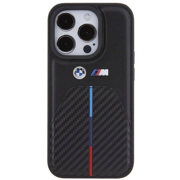 BMW Stamped Tricolor Stripe iPhone 15 Pro Case - Black