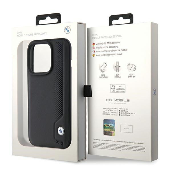BMW Leather Blue Dots iPhone 15 Pro Max Case - Black