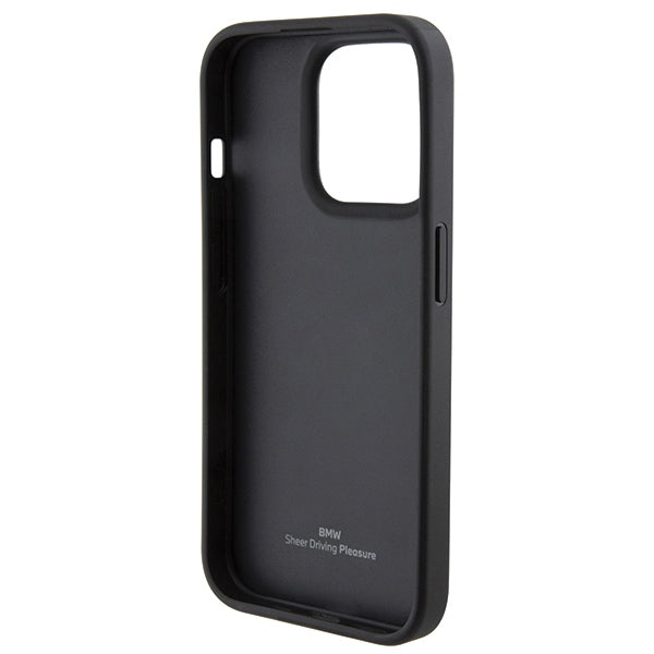BMW Leather Textured &amp; Stripe iPhone 15 Pro Max Case - Black