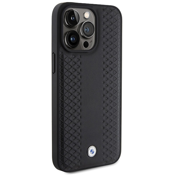 BMW Leather Diamond Pattern case for iPhone 15 Pro Max - black
