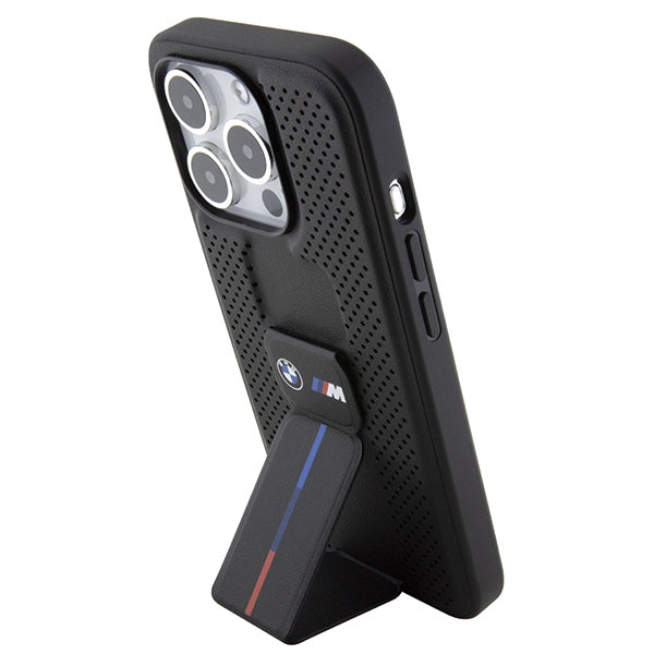 BMW Grip Stand Smooth &amp; Perforated case for iPhone 15 Pro Max - black