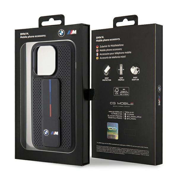 BMW Grip Stand Smooth &amp; Perforated case for iPhone 15 Pro Max - black