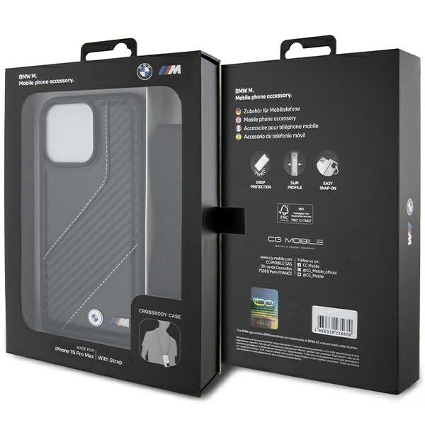 BMW M Edition Carbon Stripe &amp; Strap case for iPhone 15 Pro - black