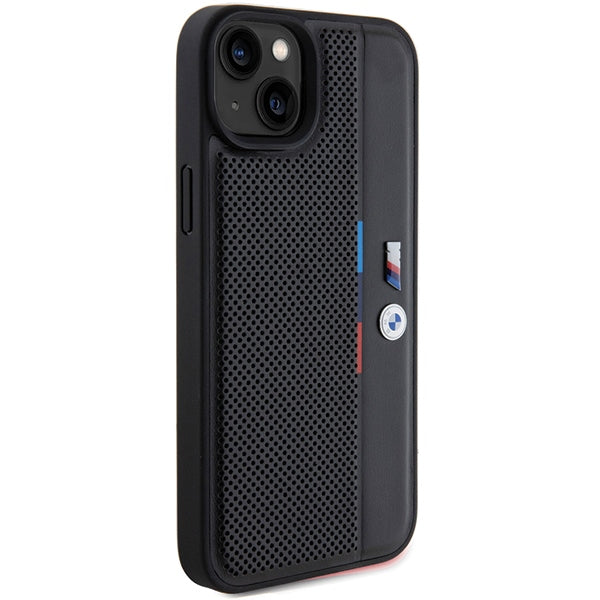 BMW Perforated Tricolor Line case for iPhone 15 Plus / 14 Plus - black