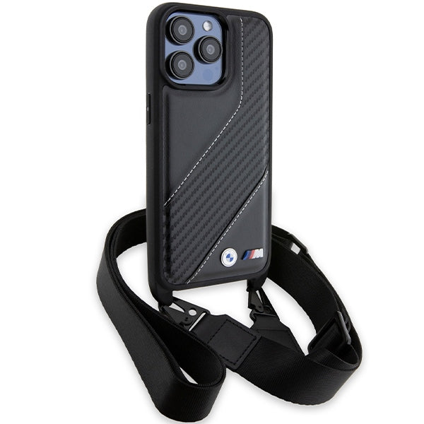 BMW M Edition Carbon Stripe &amp; Strap case for iPhone 15 Pro Max - black