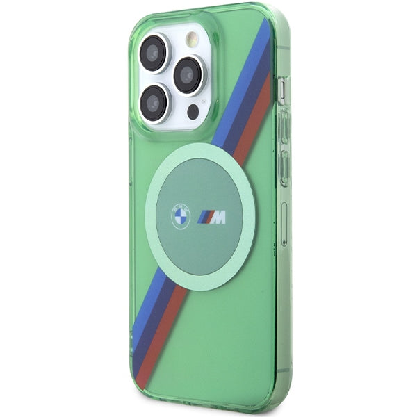 BMW M Tricolor Stripes MagSafe case for iPhone 15 Pro - green