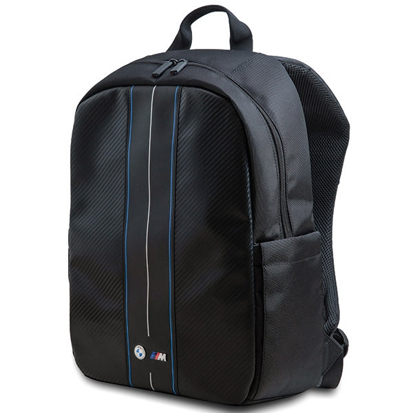 BMW Carbon &amp; Blue Stripe backpack for a 16" laptop - black