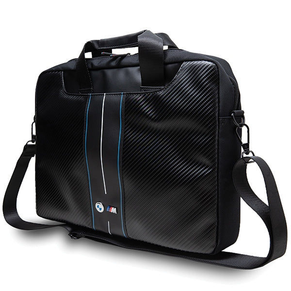 BMW Carbon &amp; Blue Stripe bag for a 16" laptop - black