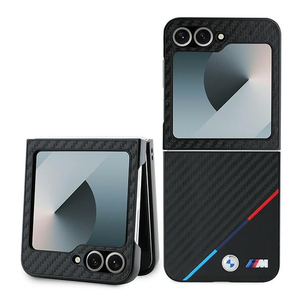 BMW Carbon Tricolor Case for Samsung Galaxy Z Flip 6 - Black