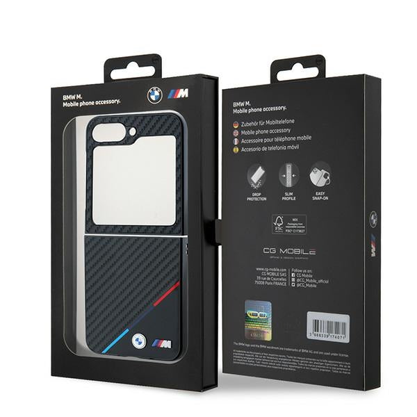 BMW Carbon Tricolor Case for Samsung Galaxy Z Flip 6 - Black
