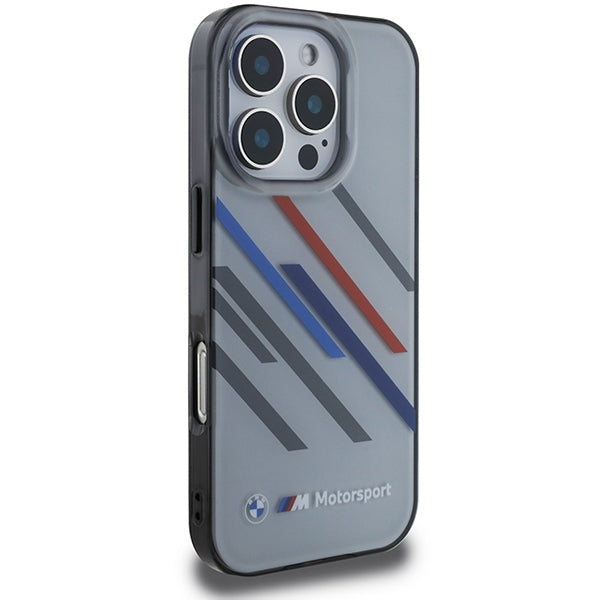BMW Motosport IML Random Stripes iPhone 16 Pro Case - Gray