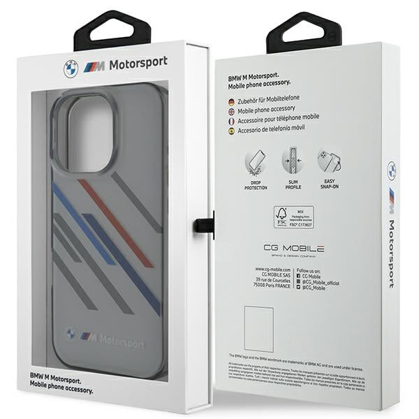 BMW Motosport IML Random Stripes iPhone 16 Pro Case - Gray