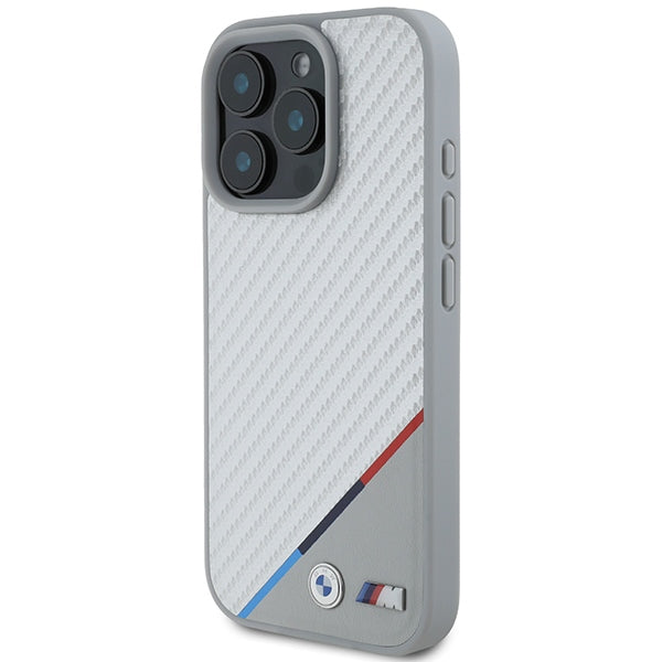 BMW M Carbon Tricolor Line MagSafe Case for iPhone 16 Pro - Gray