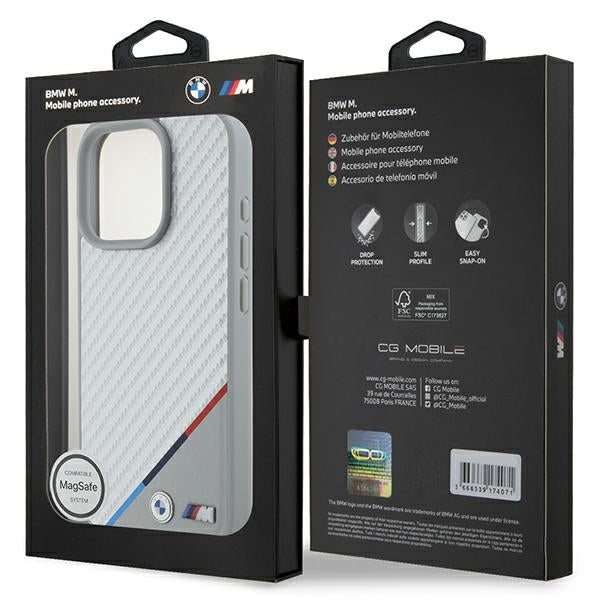 BMW M Carbon Tricolor Line MagSafe Case for iPhone 16 Pro - Gray
