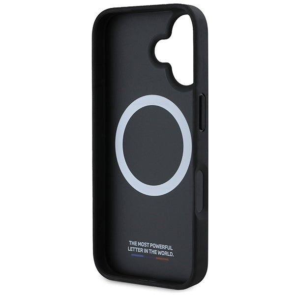 BMW M Perforated Tricolor Line MagSafe iPhone 16 Case - Gray