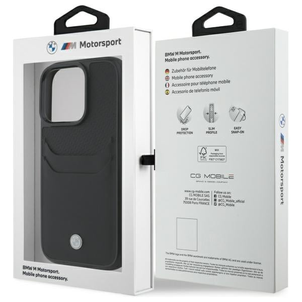 BMW Sign Leather Cardslot Case for iPhone 16 Pro Max - Black