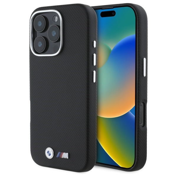 BMW M Edition Kevlar Wrapped Metal iPhone 16 Pro Max Case - Black