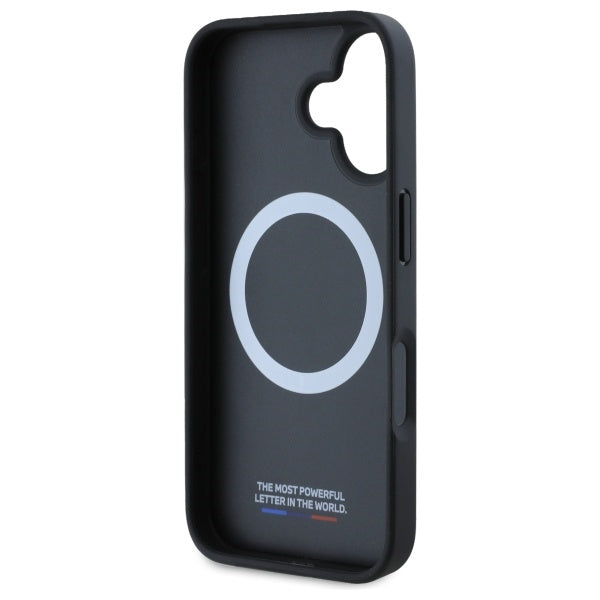 BMW M Meshed Tricolor Stripes MagSafe case for iPhone 16 - black