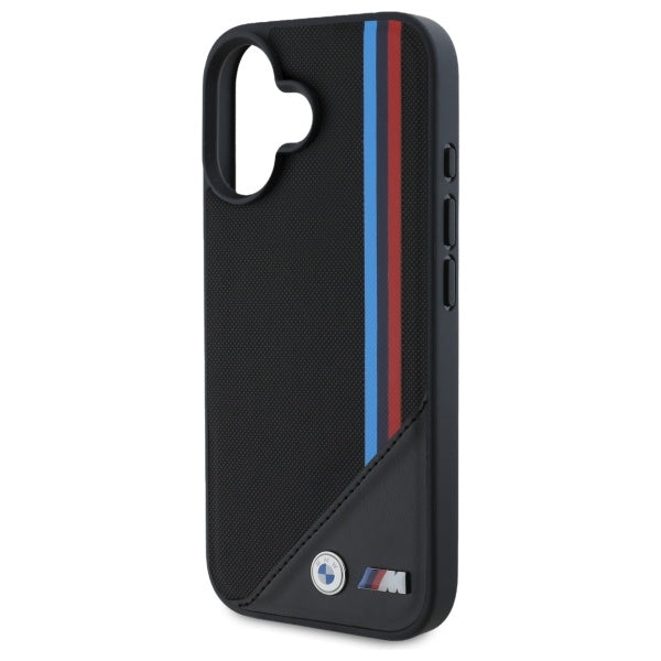 BMW M Meshed Tricolor Stripes MagSafe case for iPhone 16 - black