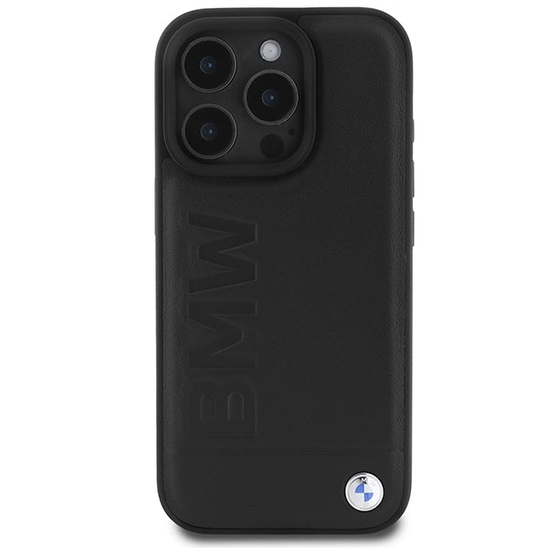 BMW Leather Hot Stamp MagSafe iPhone 16 Pro Max Case - Black