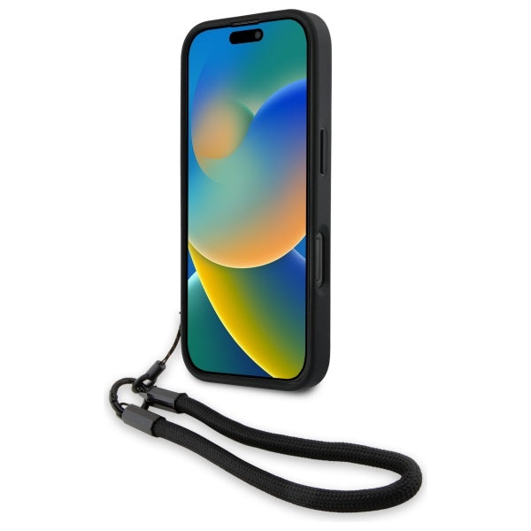 BMW Signature Leather Wordmark Cord Case for iPhone 16 Pro - Black