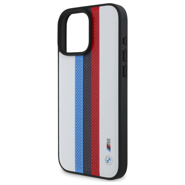 BMW M Performance Tricolor Printed Stripes MagSafeMagSafe iPhone 16 Pro Max Case - White