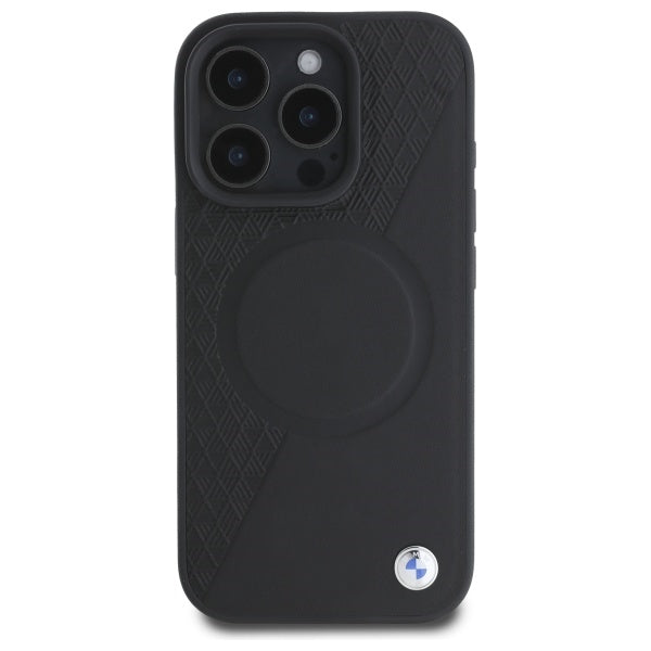 BMW Sign Leather Half Textured And Circle MagSafe case for iPhone 16 Pro Max - black