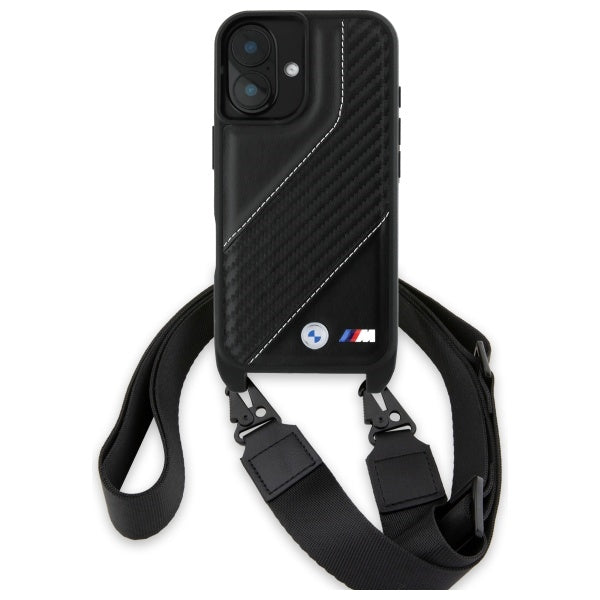 BMW M Edition Carbon Stripe &amp; Strap iPhone 16 Plus Case - Black
