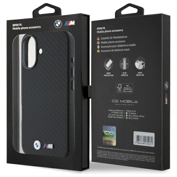 BMW Carbon Wrapped Metal iPhone 16 Case - Black